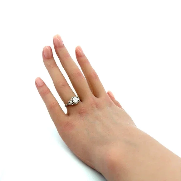 Designer Forever Brilliant 14K White Yellow Gold Moissanite Trio Engagement Ring